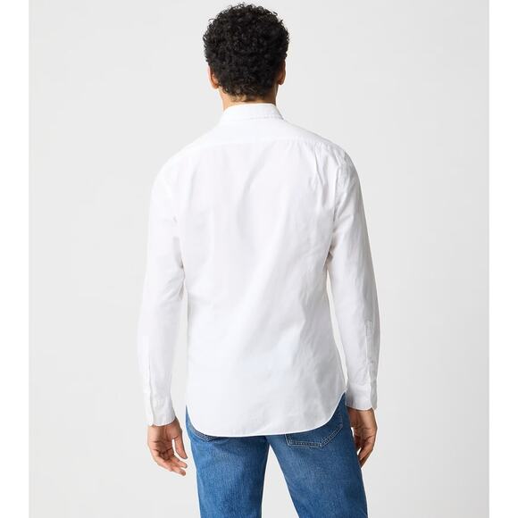 J.Crew Slim Untucked Flex Washed Casual Shirt SZ L White Long Sleeve Button Down - Picture 2 of 9